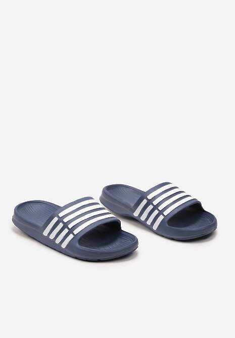 Granatowo-Białe Klapki Basenowe z Szerokim Ozdobnym Paskiem Jutteria