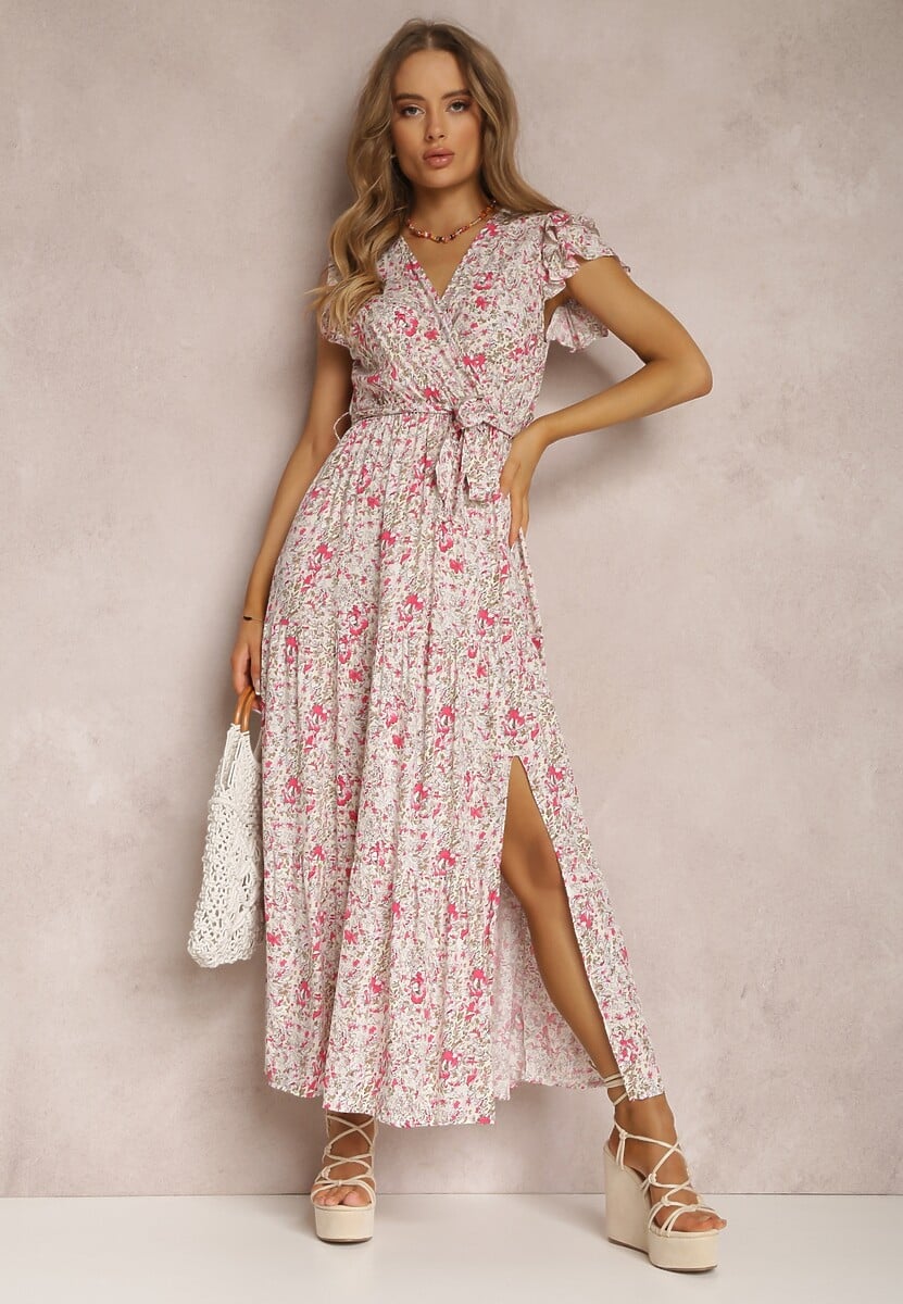 Beżowo-Czerwona Sukienka Oreithanassa
