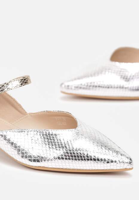 Srebrne Czółenka ze Szpiczastym Noskiem na Niskim Słupku Tiasima