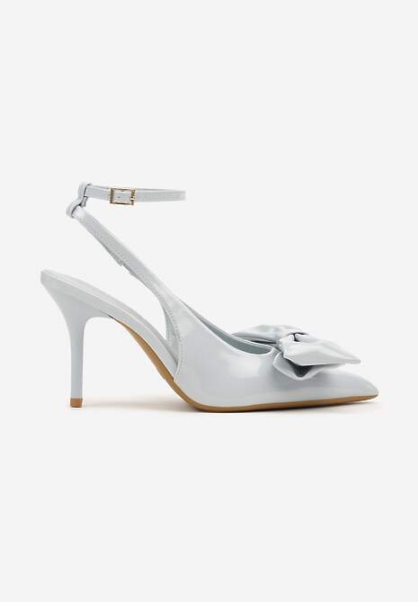 Niebieskie Sandały na Szpilce Vices z Dużą Kokardką Bez Pięty Velozia