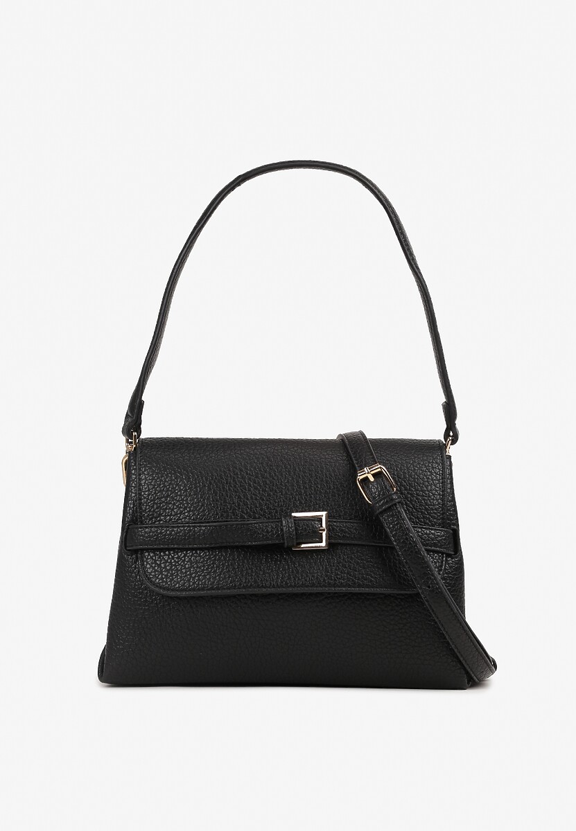 Czarna Torebka Typu Listonoszka z Rączką i Dołączonym Paskiem Sealanis