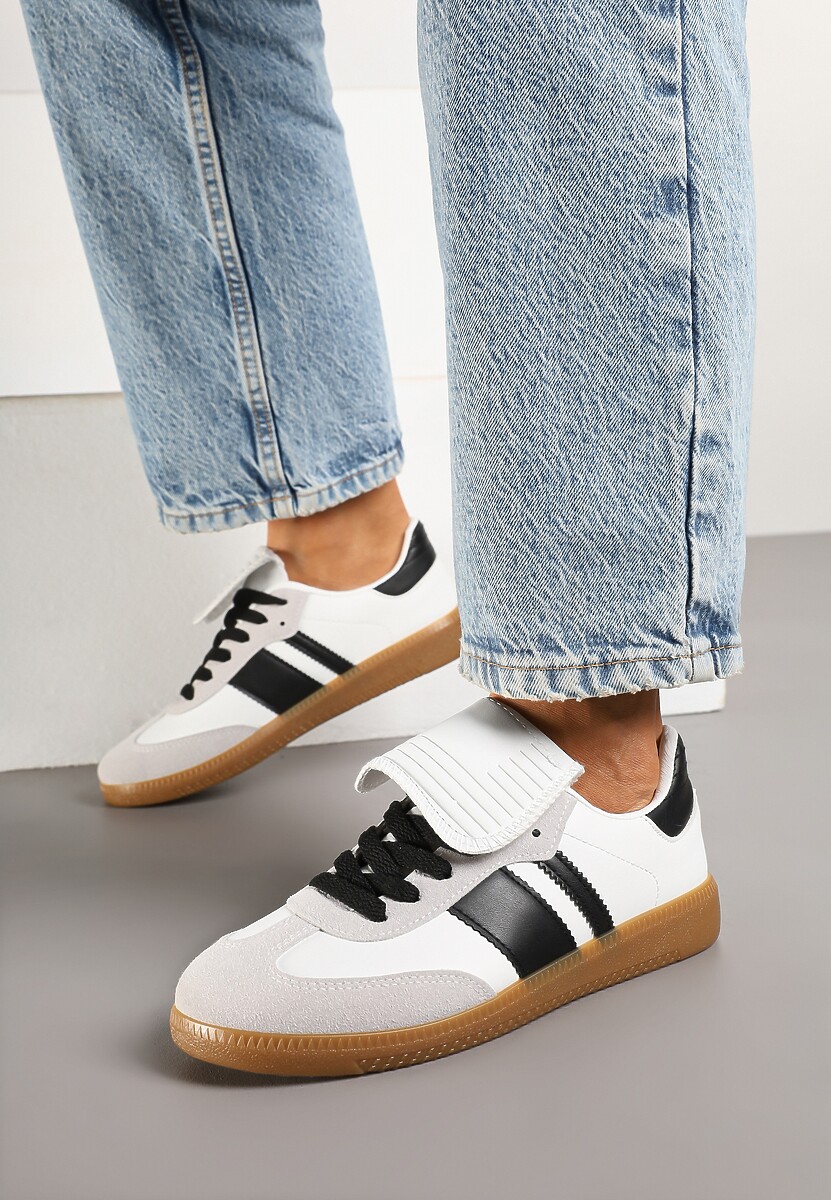 Beżowo-Bordowe Sneakersy w Stylu Tenisówek z Wywinięciem Aveloren