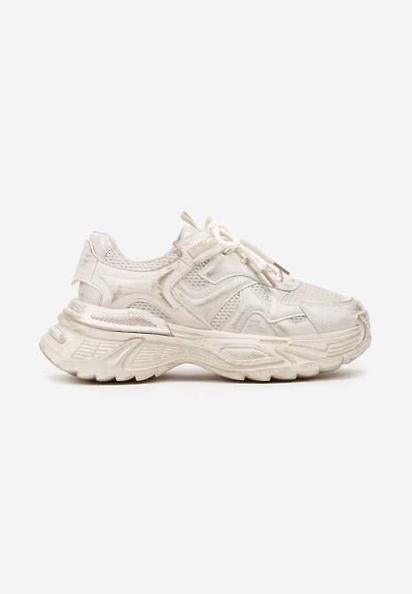 Beżowe Sneakersy w Streetwearowym Stylu na Podeszwie z Tłoczeniami Neodeoriel