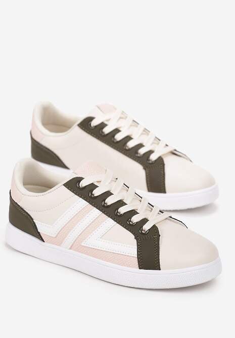 Jasnobeżowe Sneakersy z Wstawkami Lerlet
