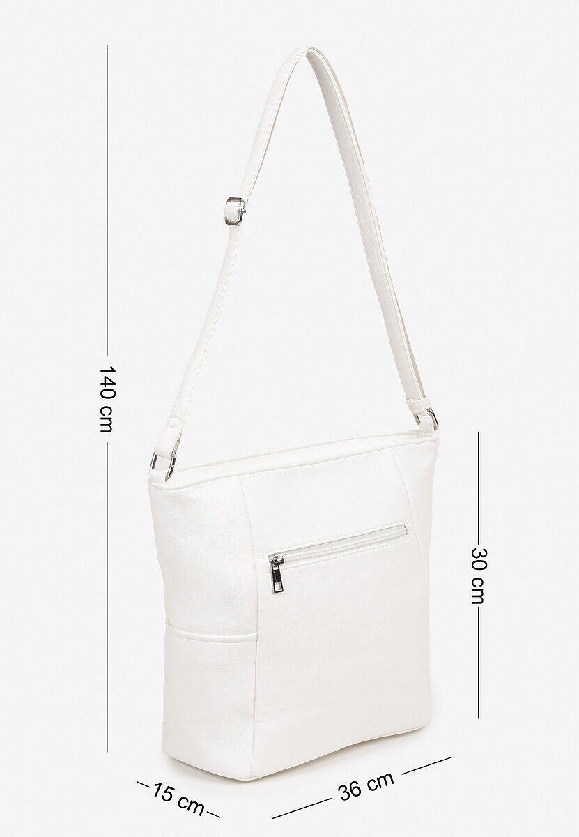 Biała Torebka na Ramię z Ozdobnym Tłoczeniem Nanelven