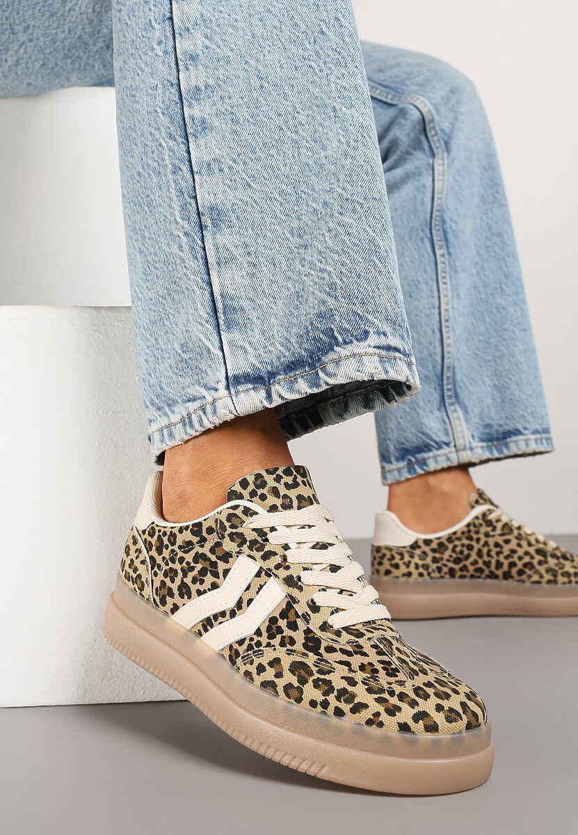 Panterkowe Sneakersy Tenisówki Ozdobione Paskami Falovinia