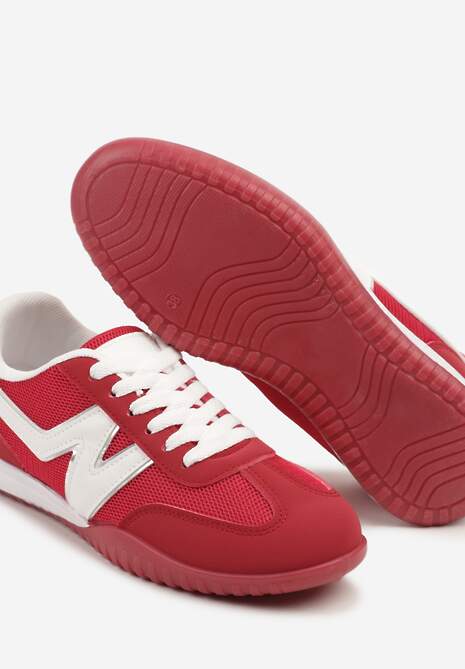 Czerwone Sneakersy Typu Klasyczne Tenisówki Zdobione Przeszyciami Elanioria