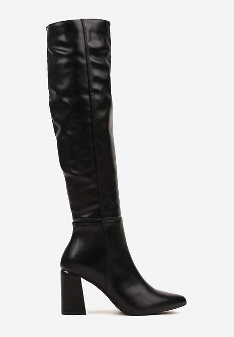 Czarne Kozaki Vices na Stożku ze Szpiczastym Noskiem Asarrise