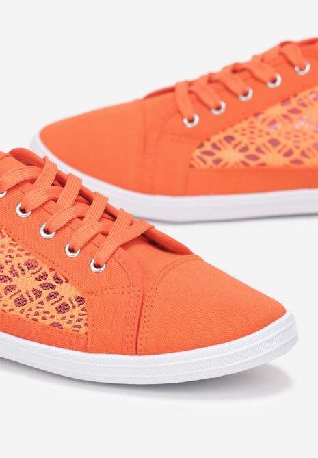 Pomarańczowe Tenisówki z Ażurowymi Wstawkami Po Bokach Salessa