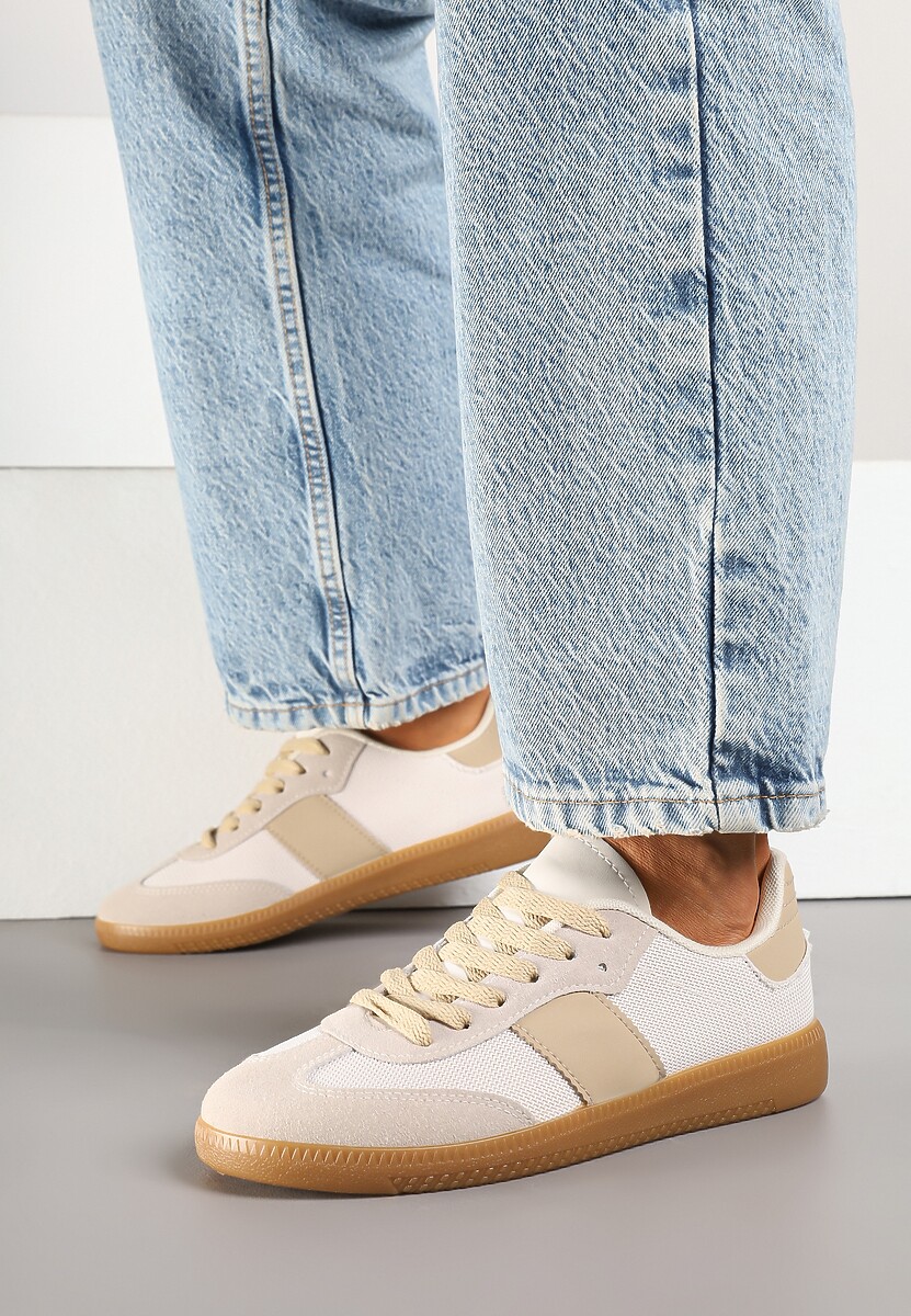 Beżowe Sneakersy Tenisówki w Kultowym Stylu Neolithaen