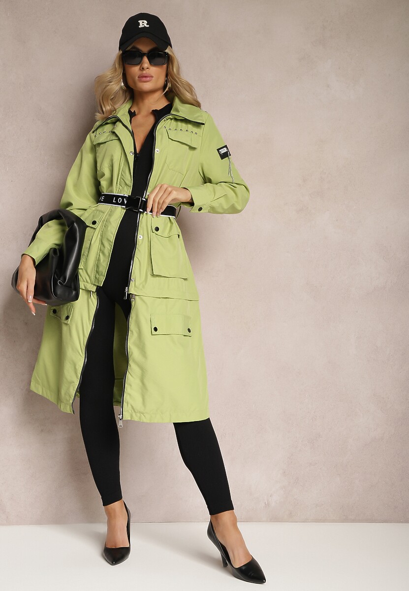 Zielony Płaszcz z Regulacją Długości Aavya