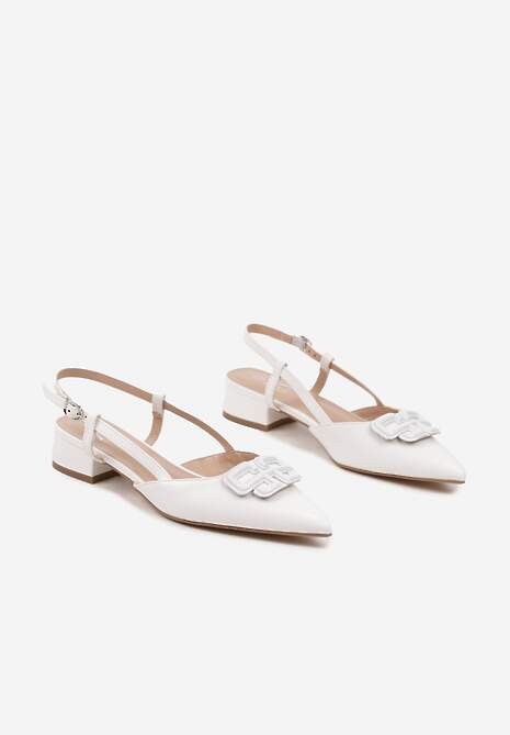 Białe Sandały Slingback z Geometryczną Ozdobą Setaliena