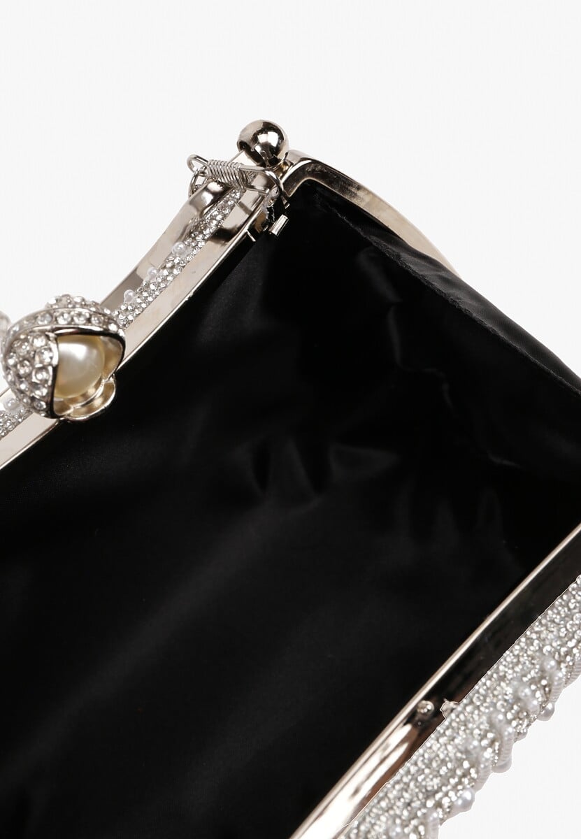 Srebrna Torebka Kopertówka z Cyrkoniami i Perełkami Fesinra