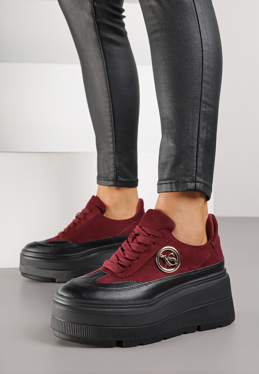 Brązowe Chunky Sneakersy Vices na Platformie z Okrągłym Detalem Sedvira