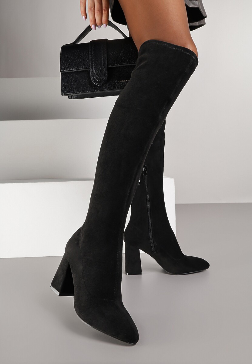 Czarne Kozaki Vices z Wysoką Cholewką na Słupku Avvie