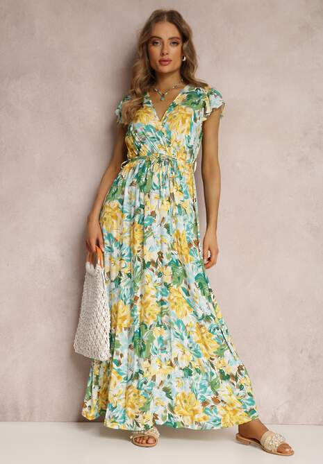 Zielono-Beżowa Sukienka Fionowen