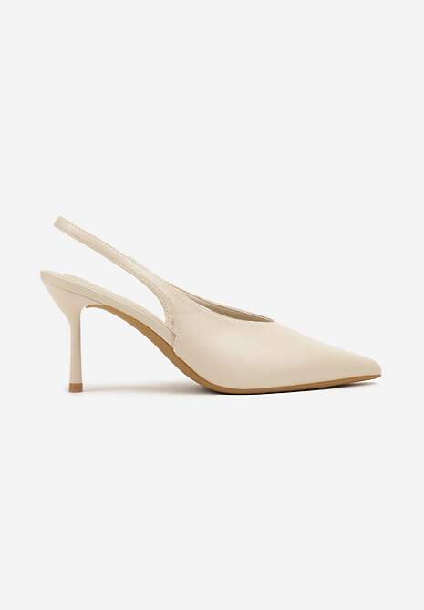 Beżowe Sandały Vices Slingback na Obcasie Tilarina