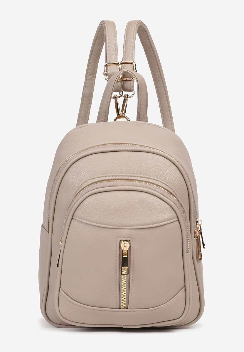 Ciemnobeżowy Plecak na Ramiączkach z Regulacją Wykończony Suwakami Nelsey