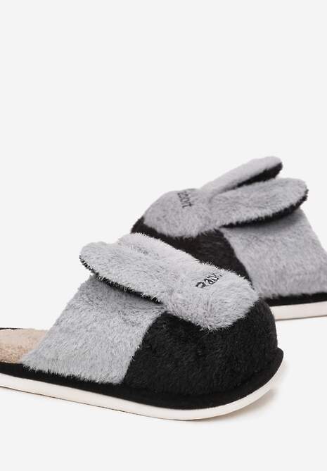 Czarne Kapcie z Uszami Królika Zarmo