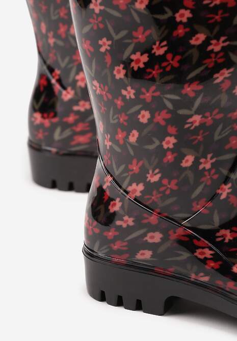 Czarne Kalosze w Kwiatowy Wzór Jerissa