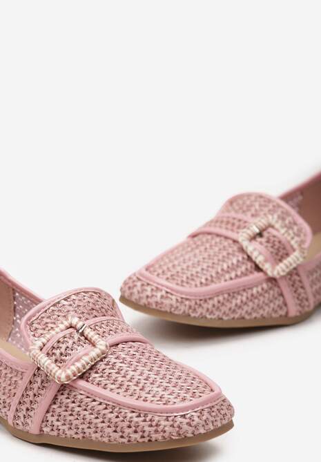 Różowe Mokasyny z Szeroką Klamrą Nawina
