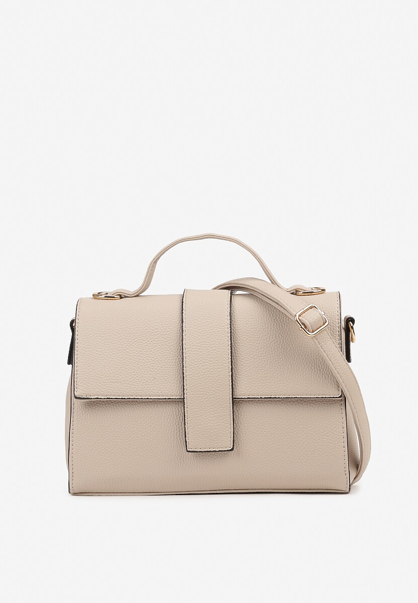 Jasnobeżowa Torebka Listonoszka z Geometryczną Klapą Efariella