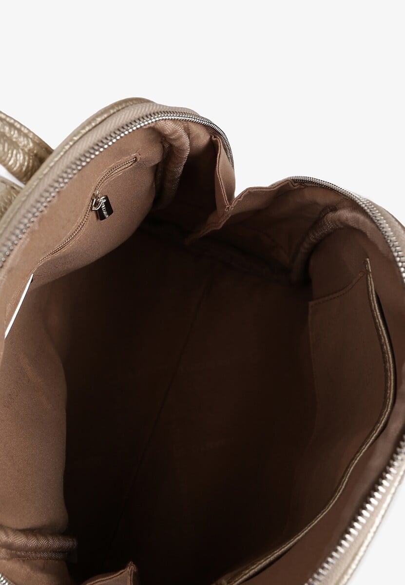 Złoty Plecak o Trapezowym Kształcie Zdobiony Przeszyciem Polzedi