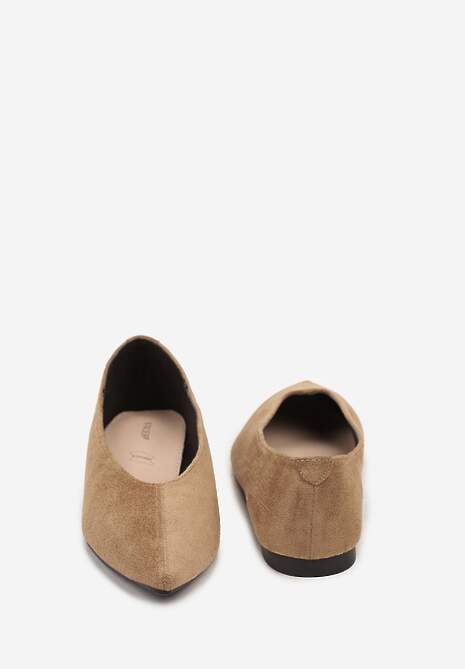 Ciemnobeżowe Klasyczne Balerinki Vices z Noskiem w Szpic Farrie