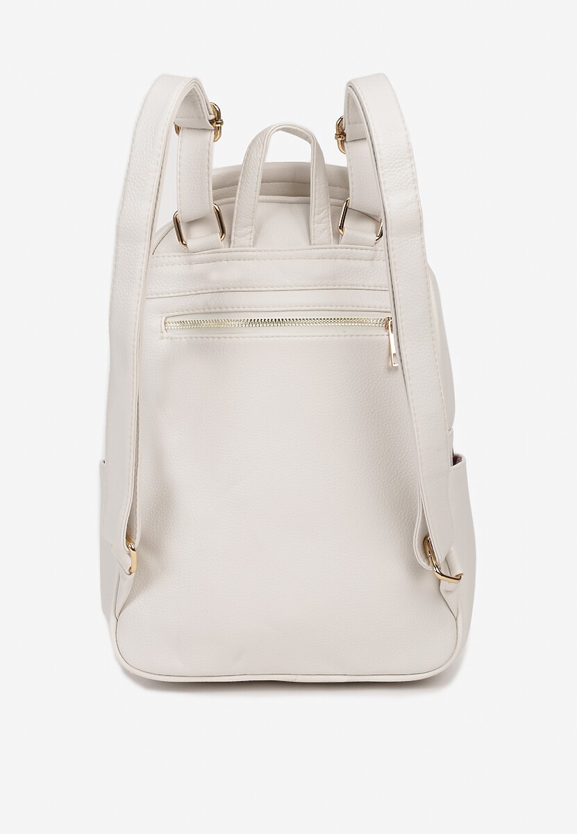 Biały Plecak z Dodatkową Kieszonką i Frędzlem Moratia