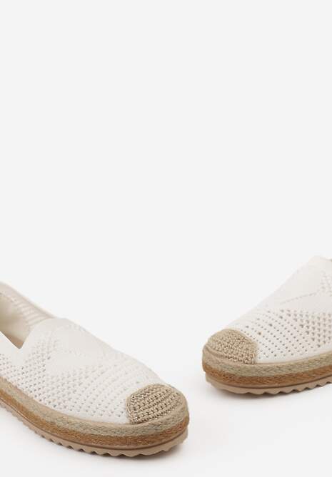 Białe Ażurowe Espadryle na Plecionej Podeszwie z Ozdobnym Noskiem Uraian