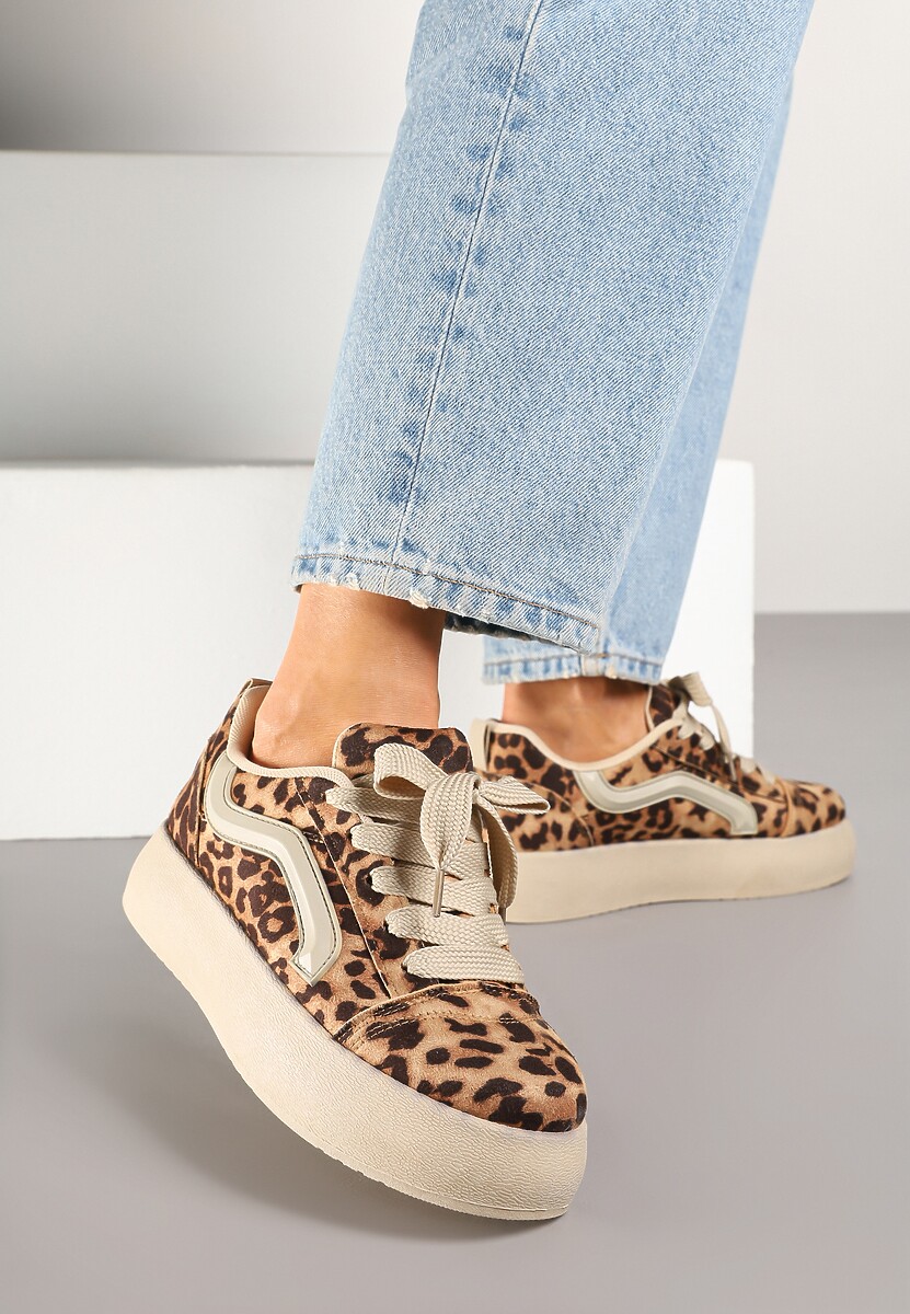 Panterkowe Sneakersy Kultowe Tenisówki na Grubej Podeszwie Nurisora