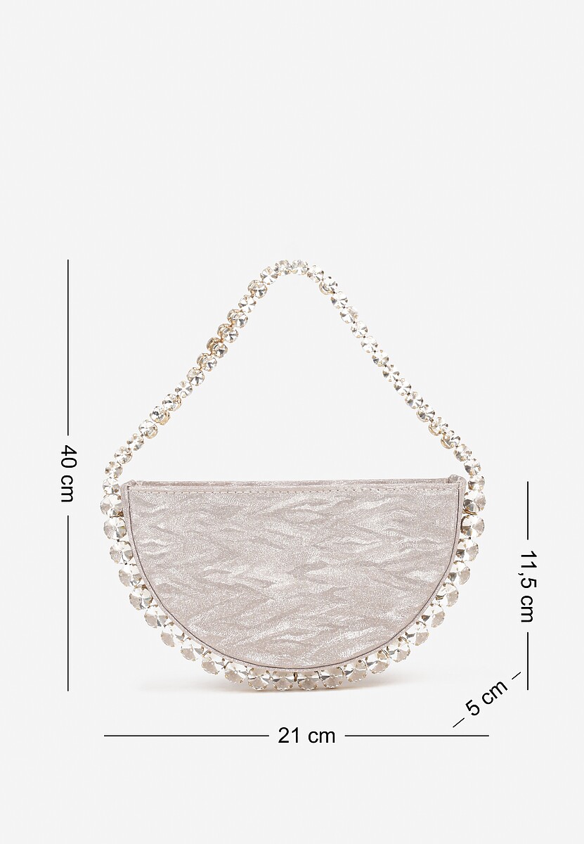 Szampańska Wizytowa Torebka z Biżuteryjną Rączką i Cyrkoniami Daricarre