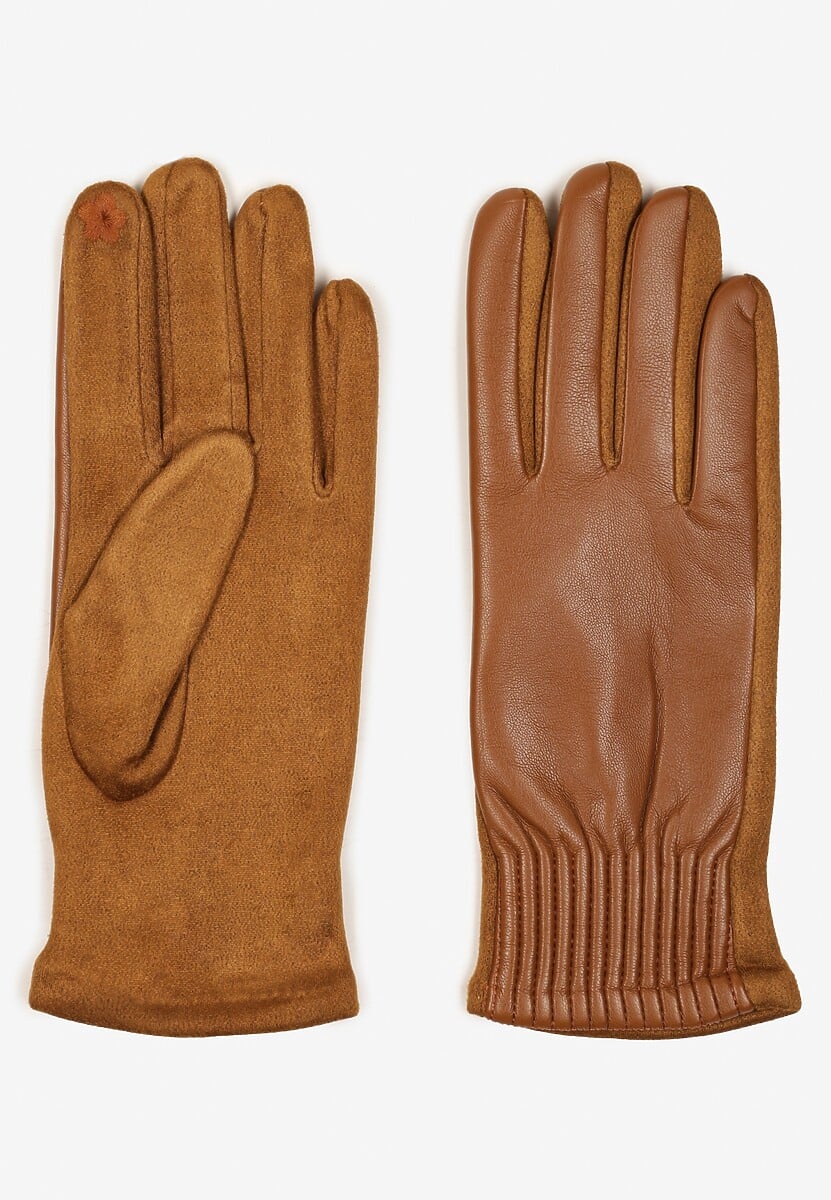 Zielone Rękawiczki z Marszczonym Wzorem Lynlemi