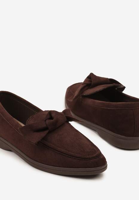 Brązowe Mokasyny z Aplikacją Kokardek Tulavira