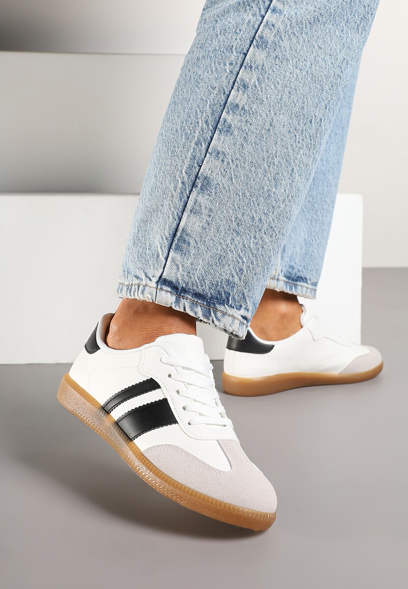 Czarne Sneakersy w Stylu Tenisówek z Paskami Danareth