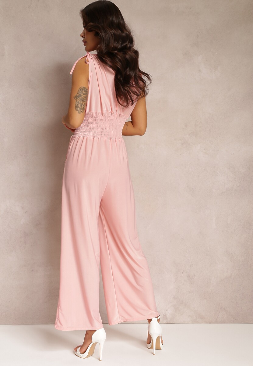 Różowy Kombinezon z Szerokimi Nogawkami i Gumkami w Talii Adriannae