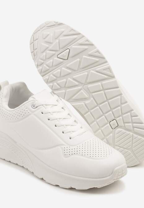 Białe Sneakersy z Tłoczoną Cholewką Ulithrena