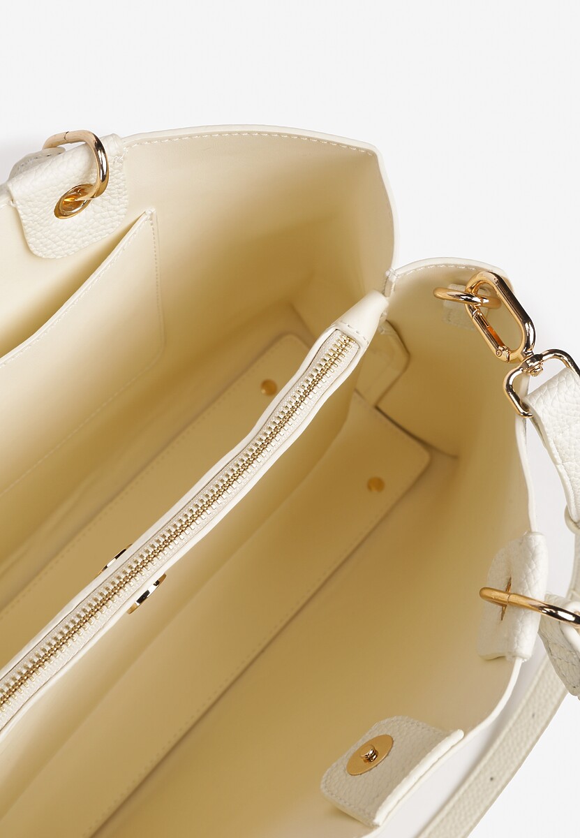 Beżowa Torebka z Regulowanym Paskiem i Metaliczną Ozdobą Isarina