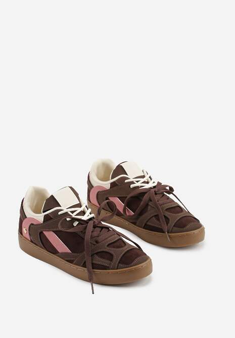 Brązowe Sneakersy Kultowe Tenisówki z Podwójnymi Sznurówkami Luvitta