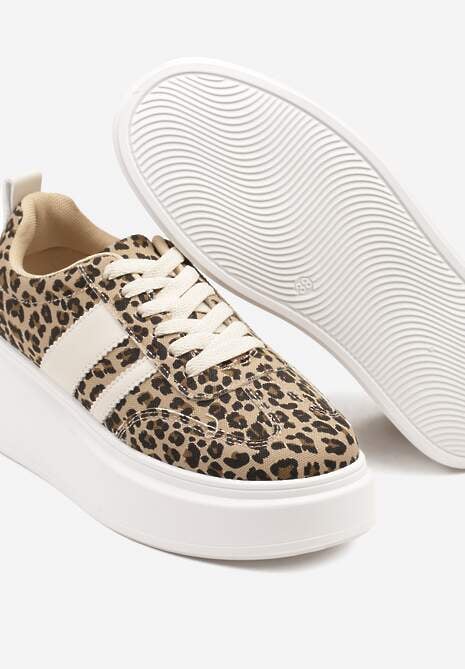 Panterkowe Sneakersy Klasyczne Tenisówki na Grubej Podeszwie z Koturnem Adessia