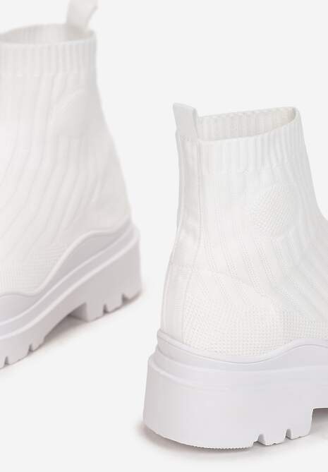 Białe Botki z Elastyczną Cholewką Ganeon