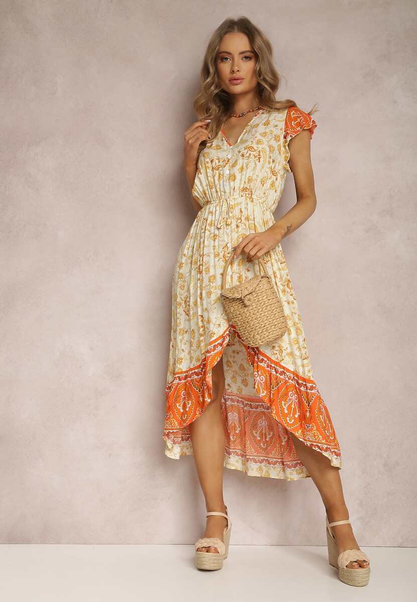 Żółta Sukienka z Wiskozy Dyniche