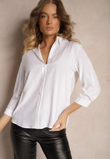 Biała Koszula z Połączenia Bawełny i Wiskozy Celriva