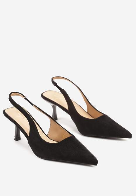 Czarne Sandały na Kaczuszce ze Szpiczastym Noskiem Rerivira