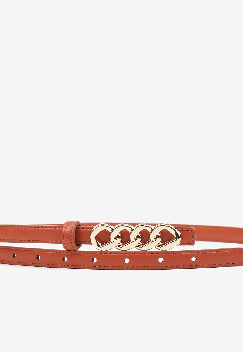 Brązowy Pasek z Klamrą Imitującą Łańcuch Uridia