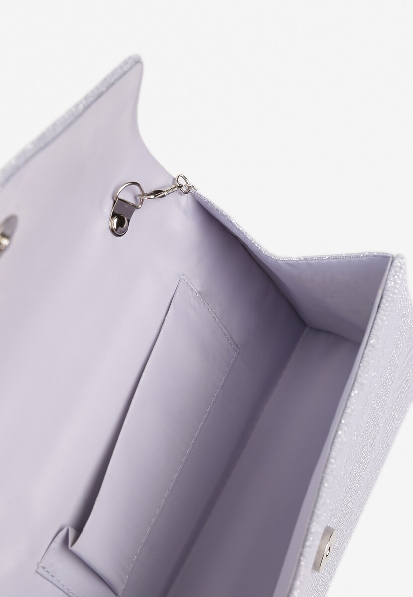 Srebrna Torebka Kopertówka Ozdobiona Metalicznymi Aplikacjami Zarilita