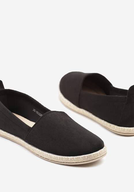 Czarne Płaskie Espadryle z Plecionką na Podeszwie Julietae