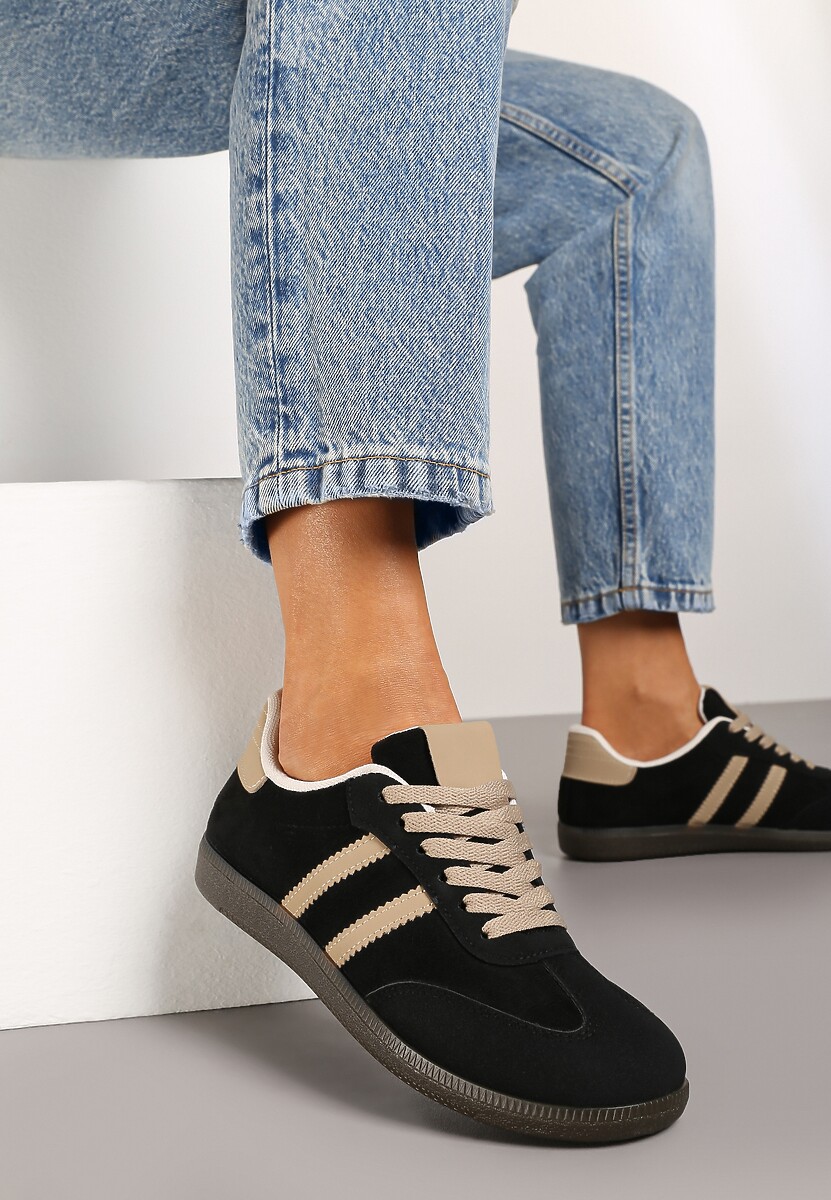 Brązowe Casualowe Sneakersy z Ekozamszu na Płaskiej Podeszwie Pemeriana