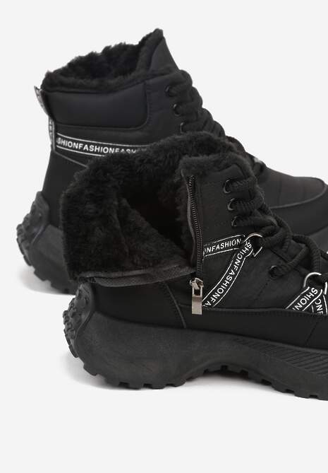Czarne Sportowe Śniegowce Chunky na Platformie Ishweda