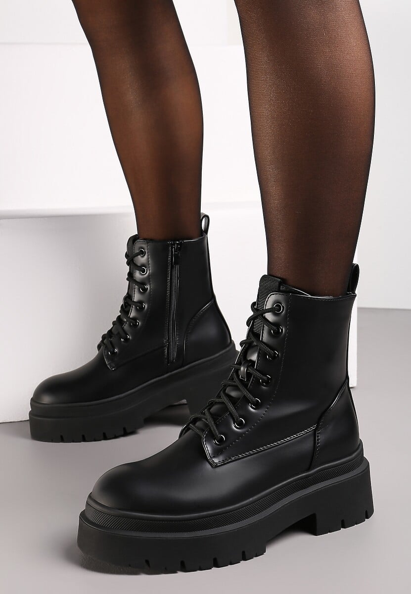 Czarne Botki Workery na Platformie Livaso